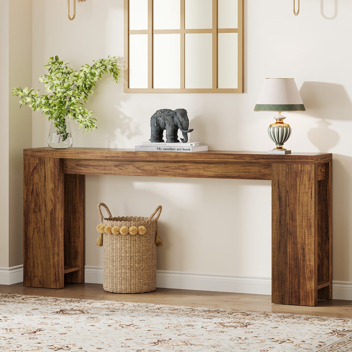 Tribesigns 70.9-Inch Long Console Table, Farmhouse Wooden Entryway Sofa Table Behind Couch, Narrow Entry Console