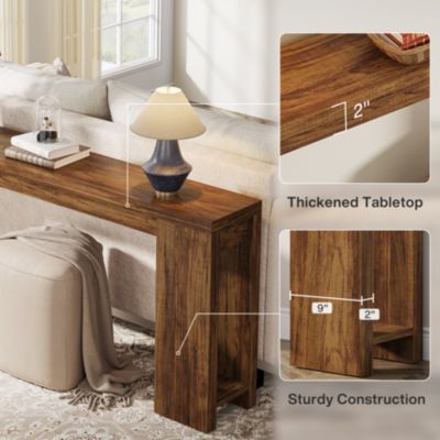 70.9-Inch Long Console Table, Farmhouse Wooden Entryway Sofa Table Behind Couch, Narrow Entry Console