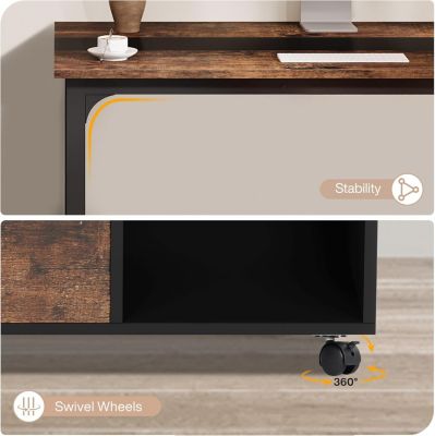 63" Computer Desk with 40" Lateral File Cabinet Set, Executive Desk and Mobile Drawer Cabinet , Modern Furniture Set