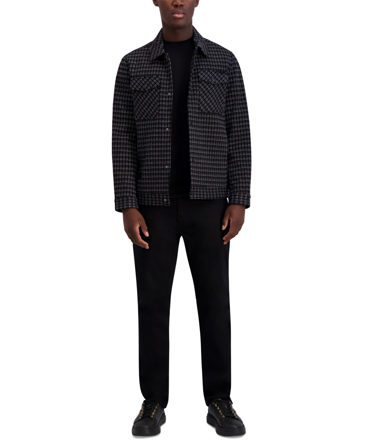 Karl Lagerfeld Paris Men's Textured Shirt Jacket -White