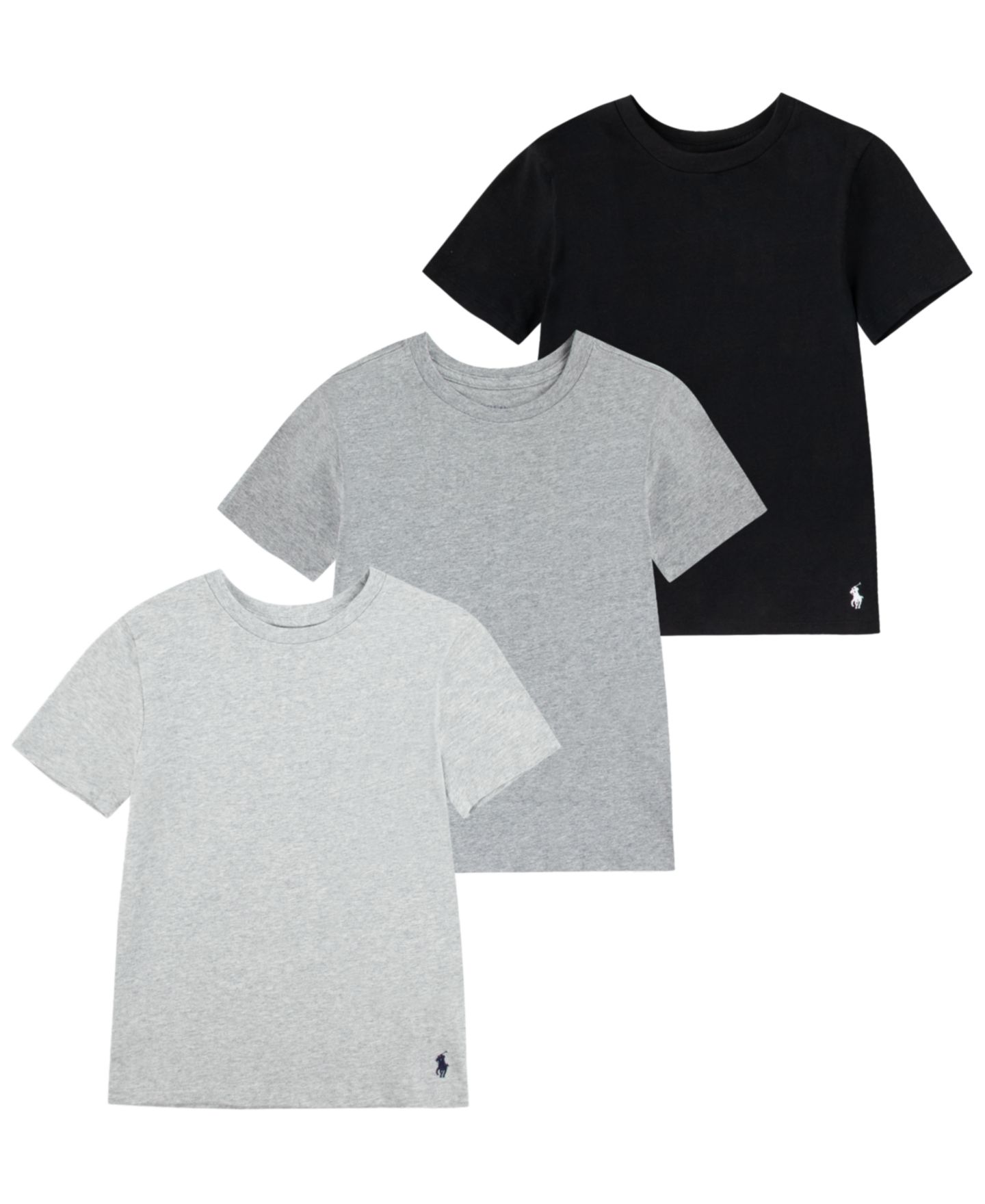 Топы Polo Ralph Lauren Crewneck Undershirts, 3-Pack для мальчиков, цвет: Чёрный меланжевый — фото 1