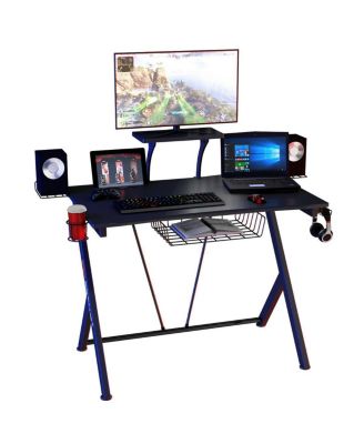 Multifunctional E-Sport Gaming Desk with Headset Hook and Cup Holder