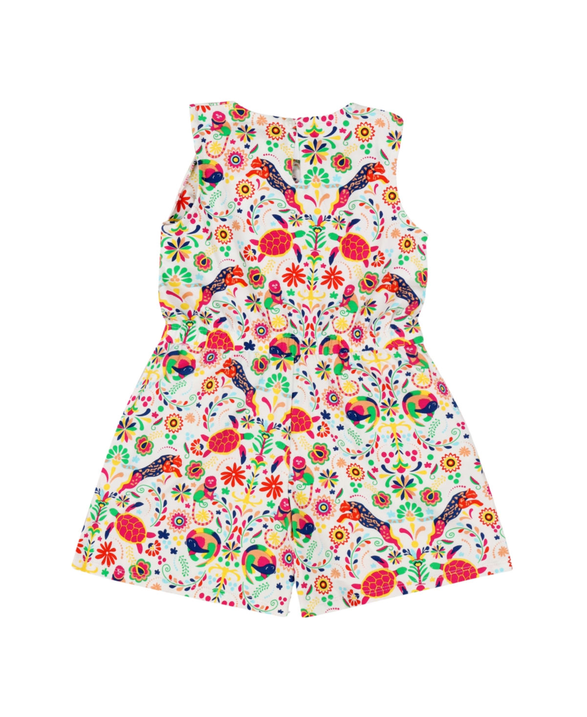 Mixed Up Clothing Girls Asymmetric Ruffle Cozy Animal Print Shorts Romper -Red