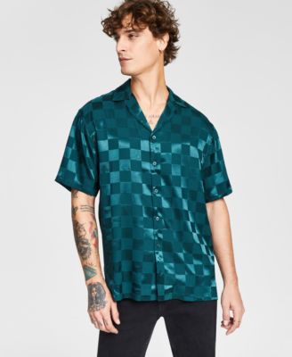 Tinsel - Men's Checkered Short Sleeve Button-Front Camp Shirt