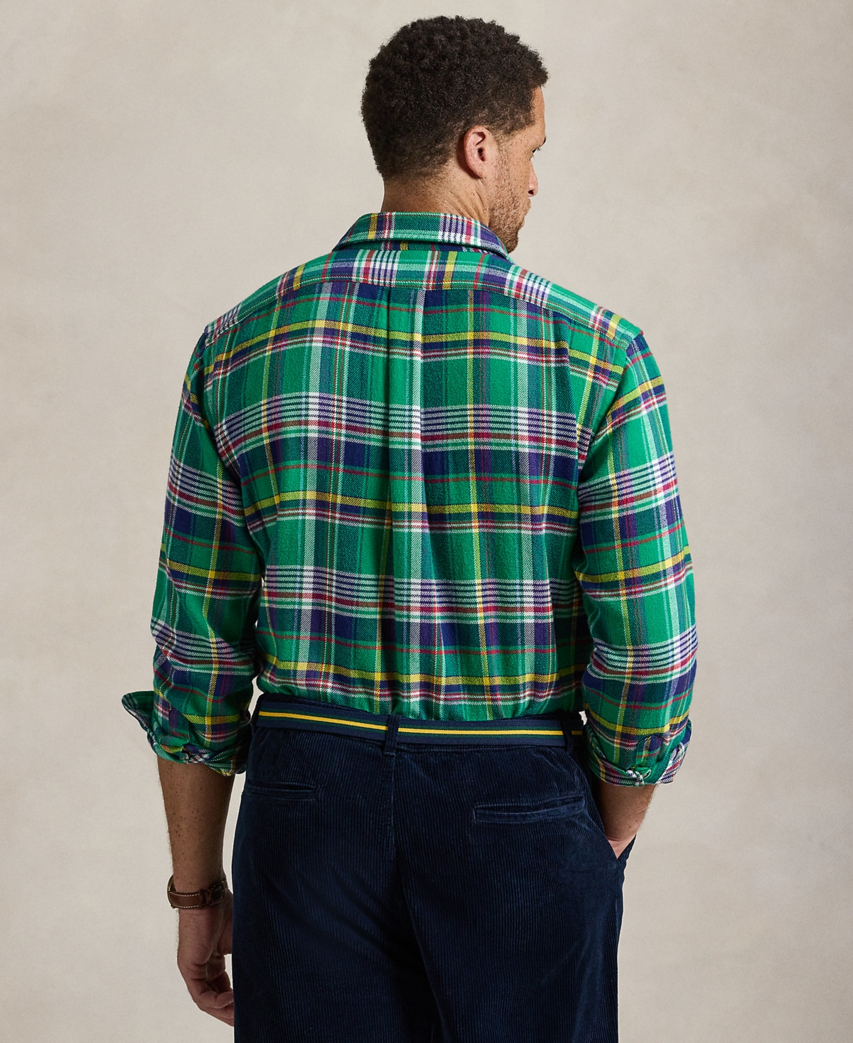 Polo Ralph Lauren Men's Big & Tall Plaid Brushed Flannel Workshirt -navy