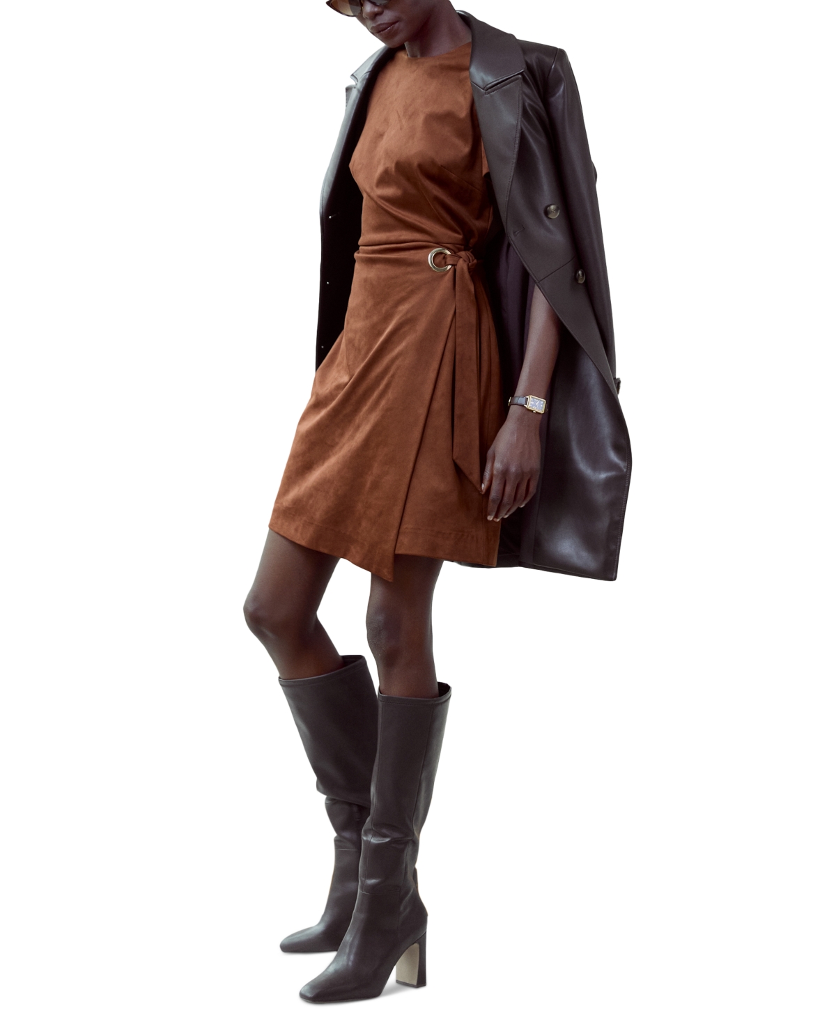 Tahari Asl Women's Faux-Suede Sheath Dress