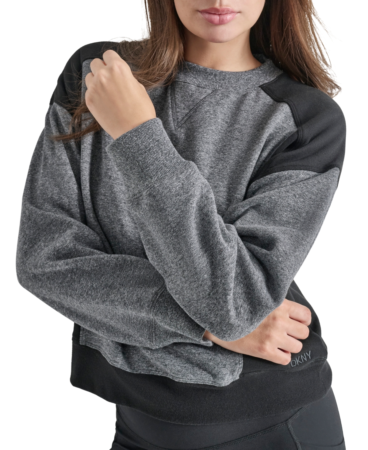 Dkny Women's Active Colorblocked Crewneck Dropped-Shoulder Top