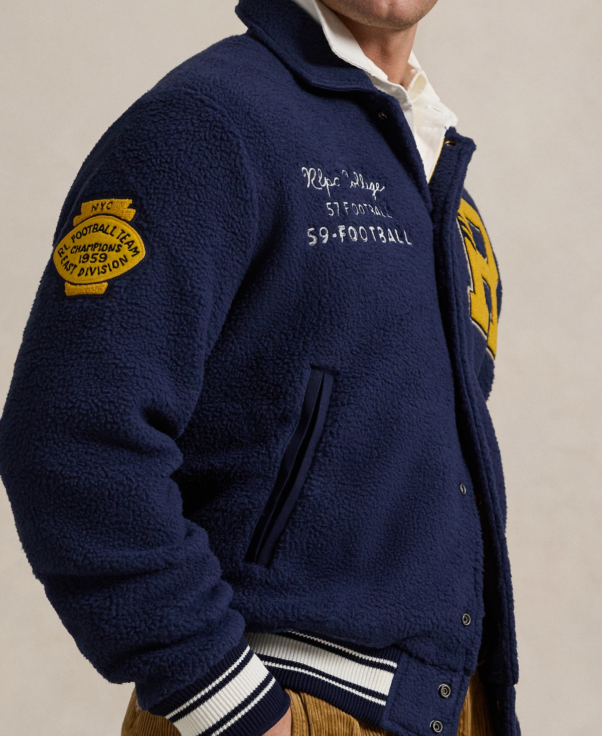 Polo Ralph Lauren Men's Pile Fleece Letterman Jacket