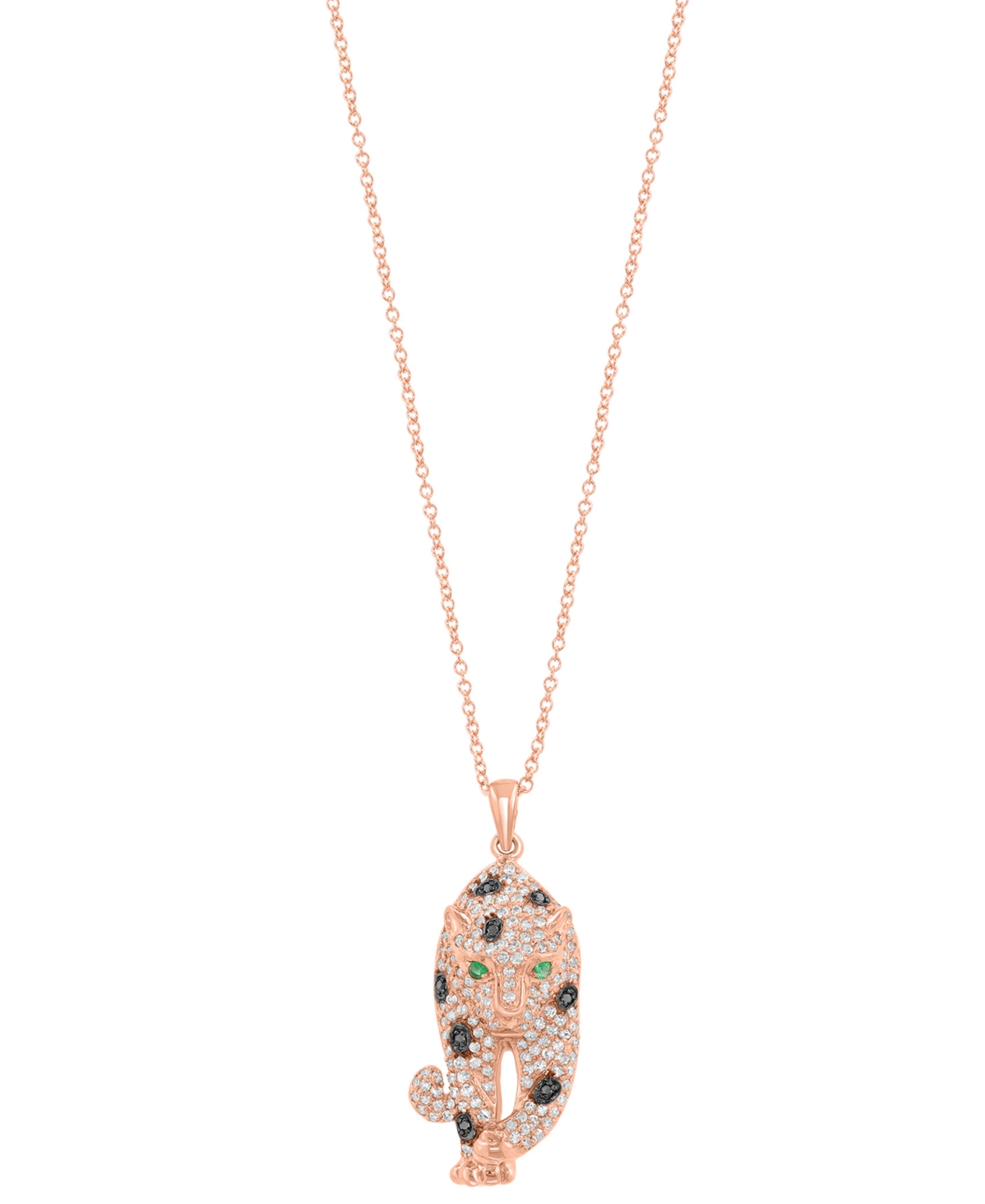 Effy Collection Effy Signature Black And White Diamond (3/4 Ct. T.w.) And Multistone Panther Pendant Necklace In 14k In Rose Gold