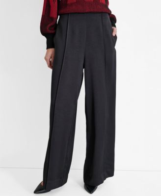 DKNY - Women's High-Rise Wide-Leg Pintuck Pants