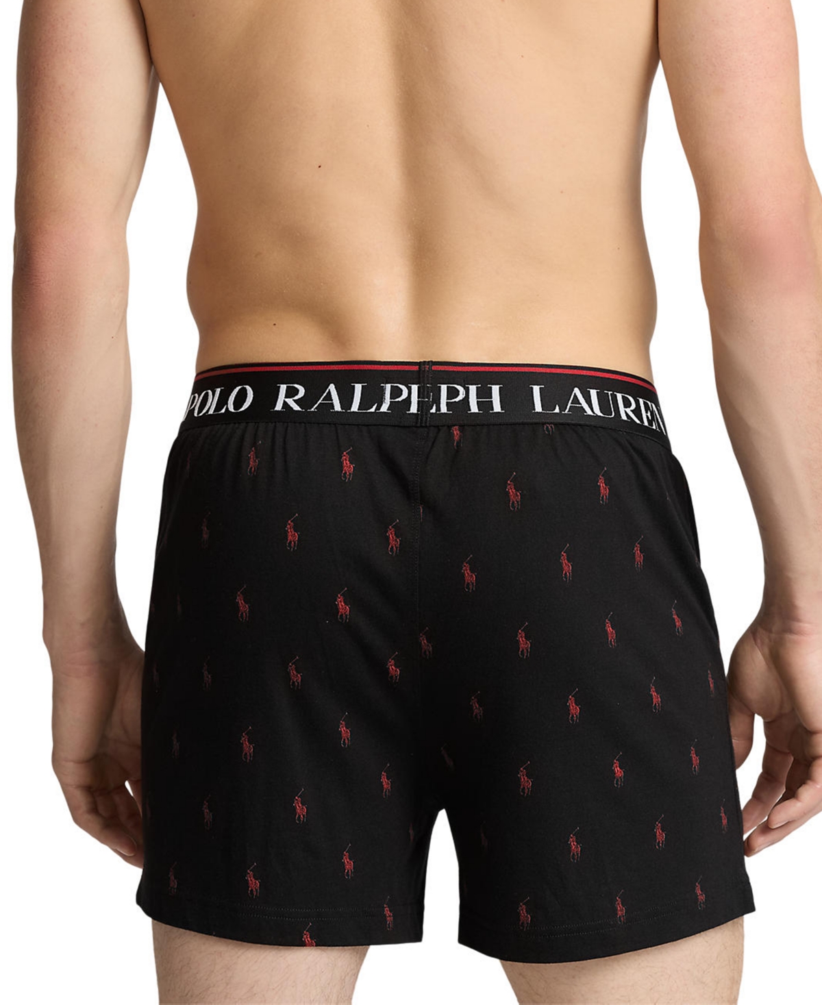 Polo Ralph Lauren Men's Exposed Waistband Knit Boxers -RL2000 RED ALL OVER PONY