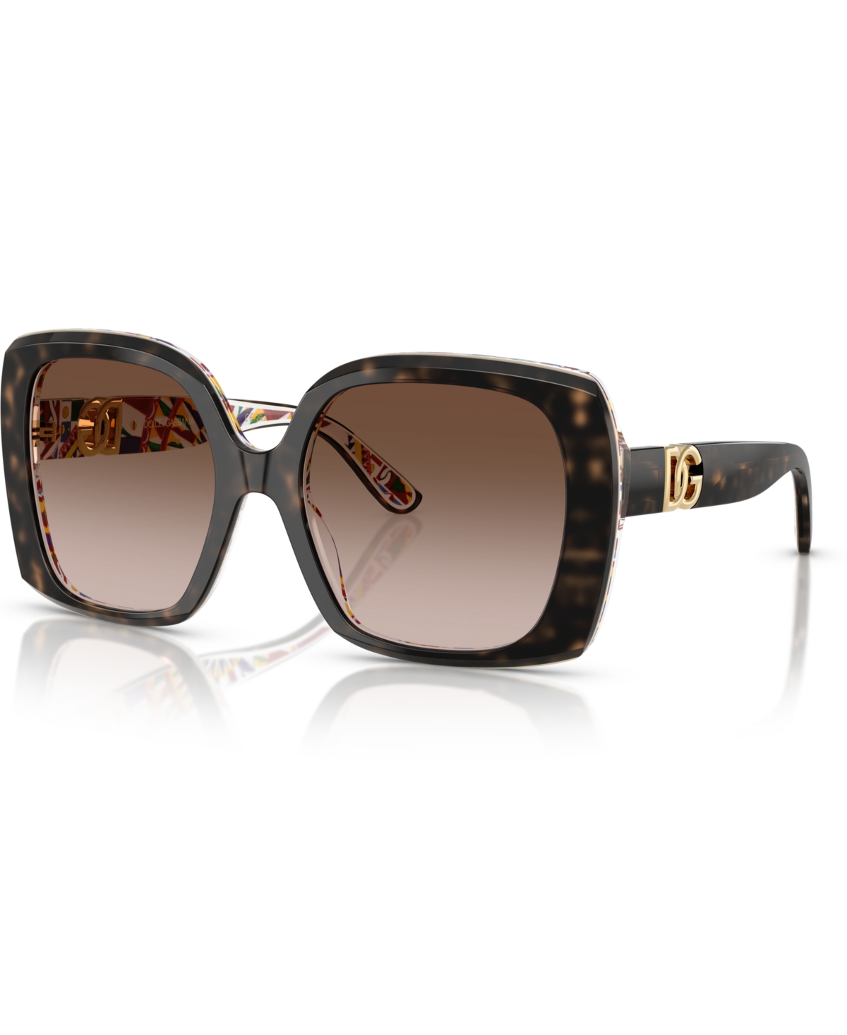 Dolce & Gabbana Tortoiseshell Square-frame Sunglasses In Havana On White Barrow
