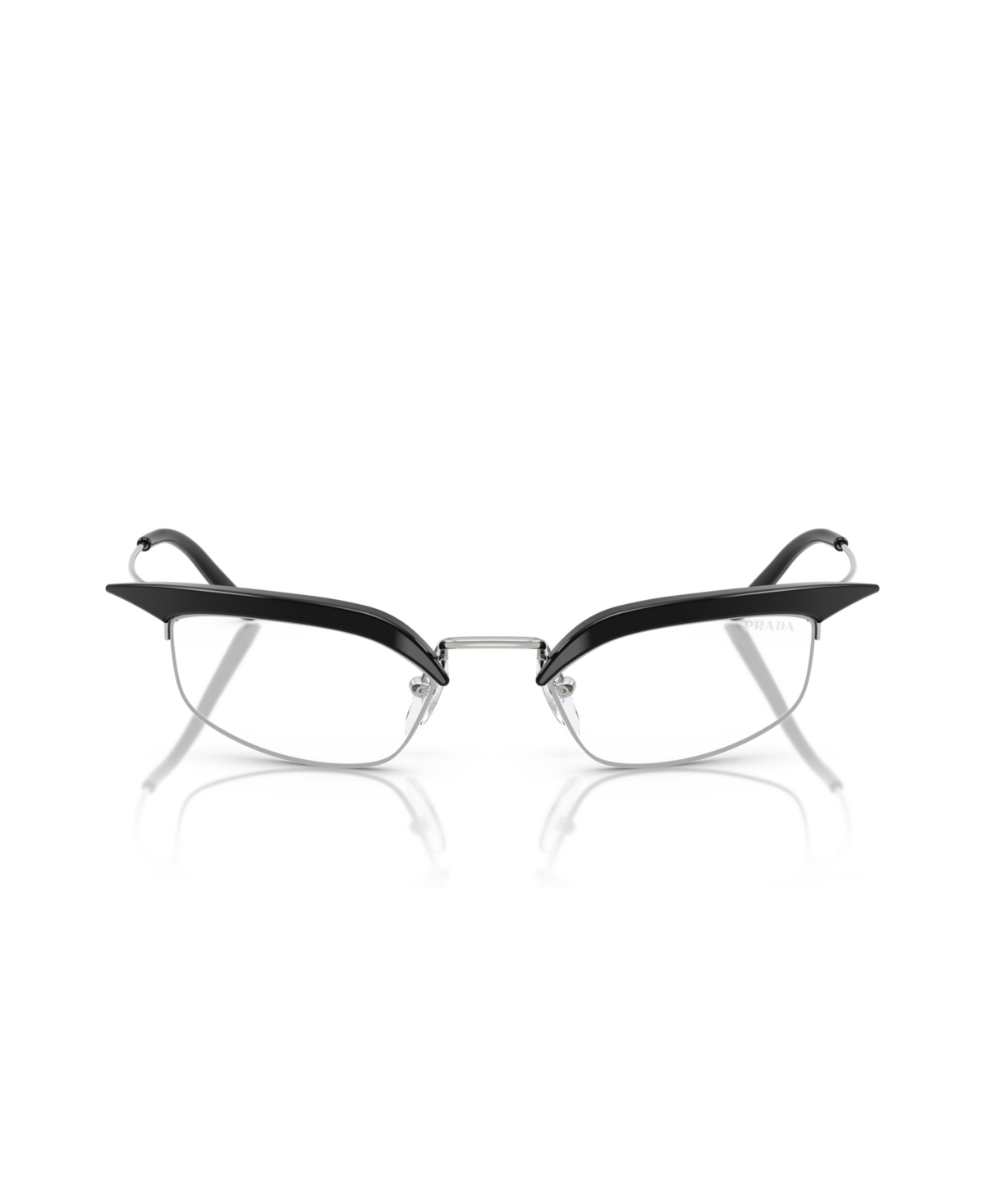 Prada Brille Mit Geometrischem Gestell In Black,silver
