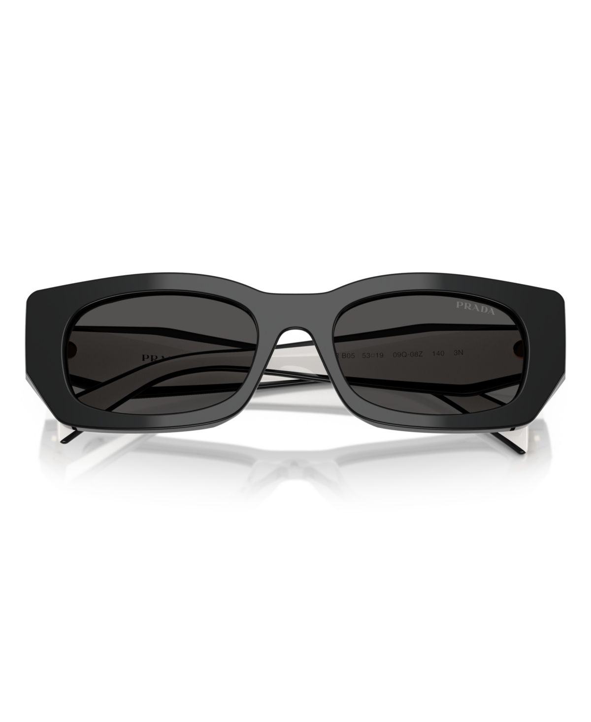 Prada Low Bridge Rectangular Unisex Sunglasses, Pr A01sf In Black