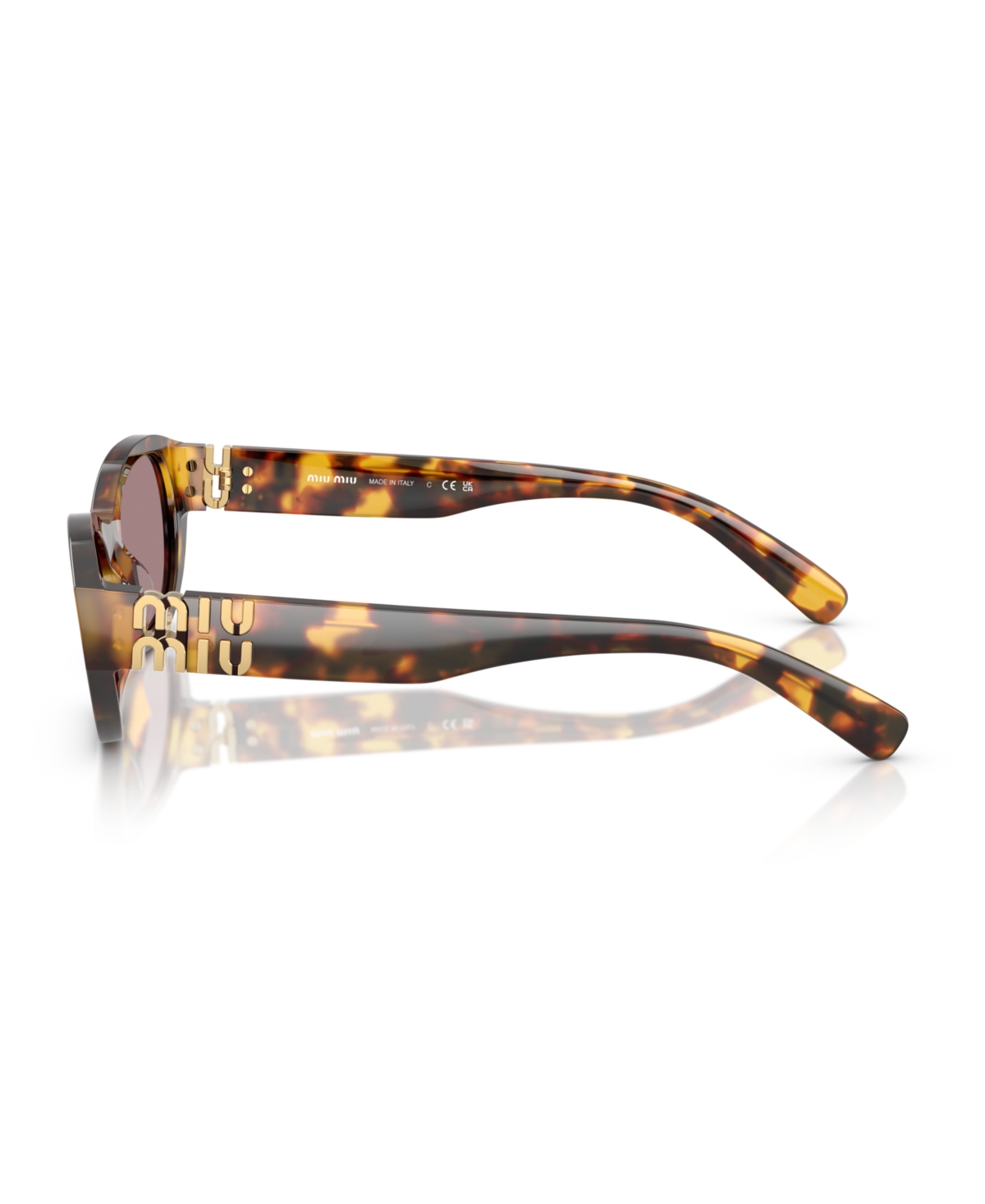 Miu Miu Logo Oval Acetate Sunglasses In Honey Havana