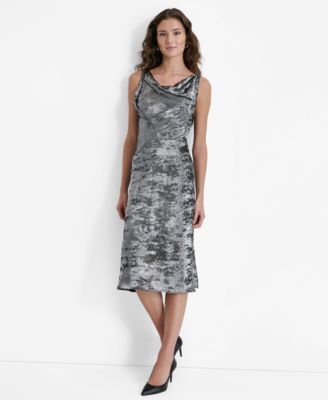 DKNY - Women's Liquid Velvet Cowl-Neck Sleeveless Dress
