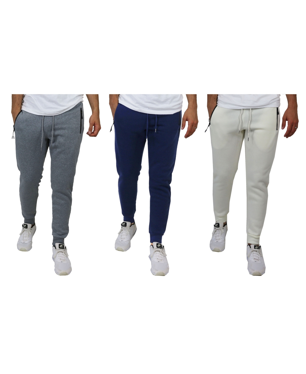 Men's Pro Star Slim Fit Fleece Lined Jogger Sweatpants, Pack of 3 - Heather Grey/Navy/Natural