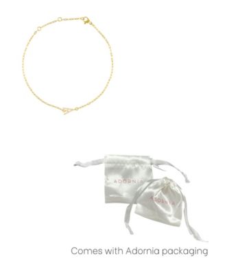 Gold Cubic Zirconia Pave Sideways Initial Anklet