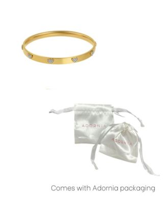 Gold Tarnish Resistant Cubic Zirconia Hearts Stacking Bangle