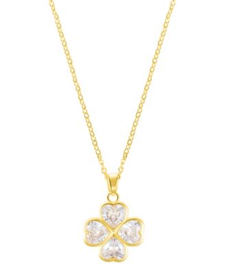 Adjustable Clear Crystal Heart Clover Necklace