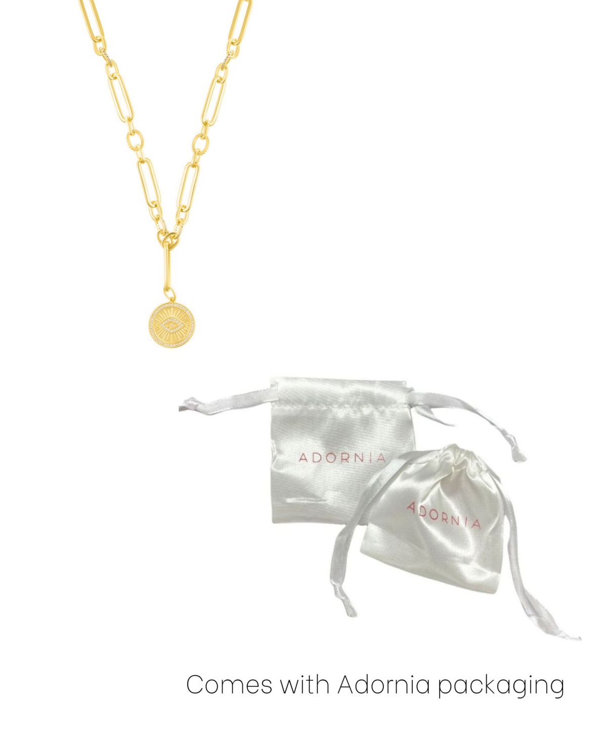 Adornia Gold Cubic Zirconia Evil Eye Mixed Link Y-necklace In Gold