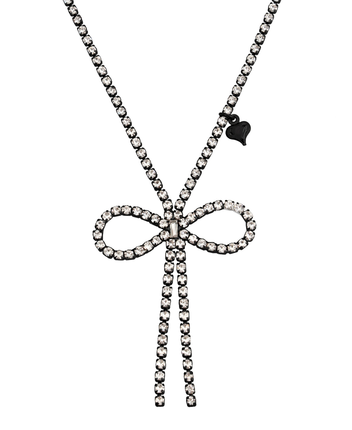 BETSEY JOHNSON FAUX STONE BOW PENDANT RHINESTONE NECKLACE 