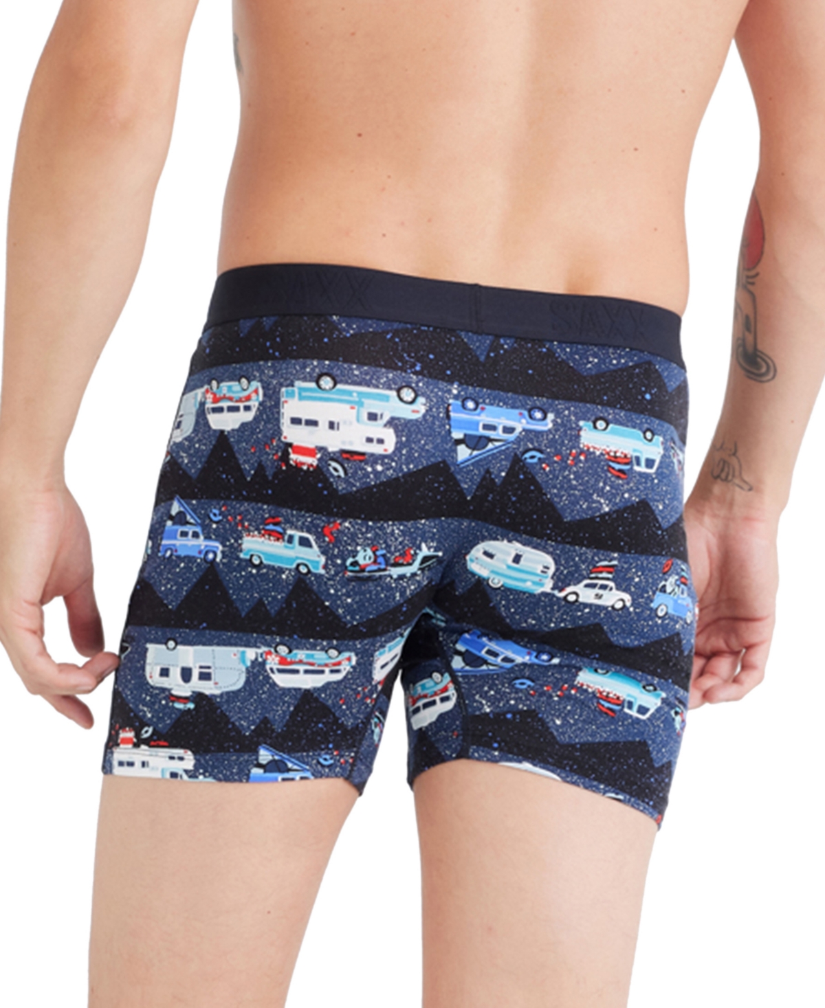 Saxx Men's Ultra Super Soft Relaxed-Fit Moisture-Wicking Holiday Printed Boxer Briefs - Rv There Yet-black