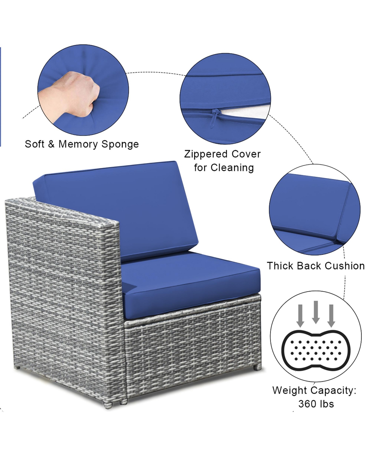 8 Pcs Wicker Sofa Rattan Furniture Set Patio w/ Storage Outdoor