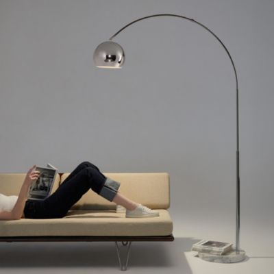 Olivia LED Contemporary Arc Floor Lamp with Heavy-Weighted Marble Base (75"), Bulb Included