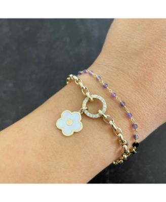 Mother of Pearl Cherry Blossom Charm 14K Gold