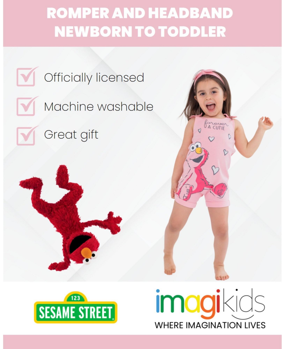 Sesame Street Baby Girls Elmo Romper and Headband