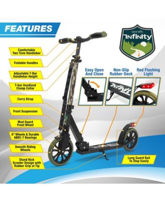 Kick Scooter Adult Teenagers Kids- 2 Wheel Kids Scooter with Adjustable T-Bar Handlebar - Alloy Anti-Slip Deck - Portable Folding Scooters for Kids with Carrying Strap - Leopard