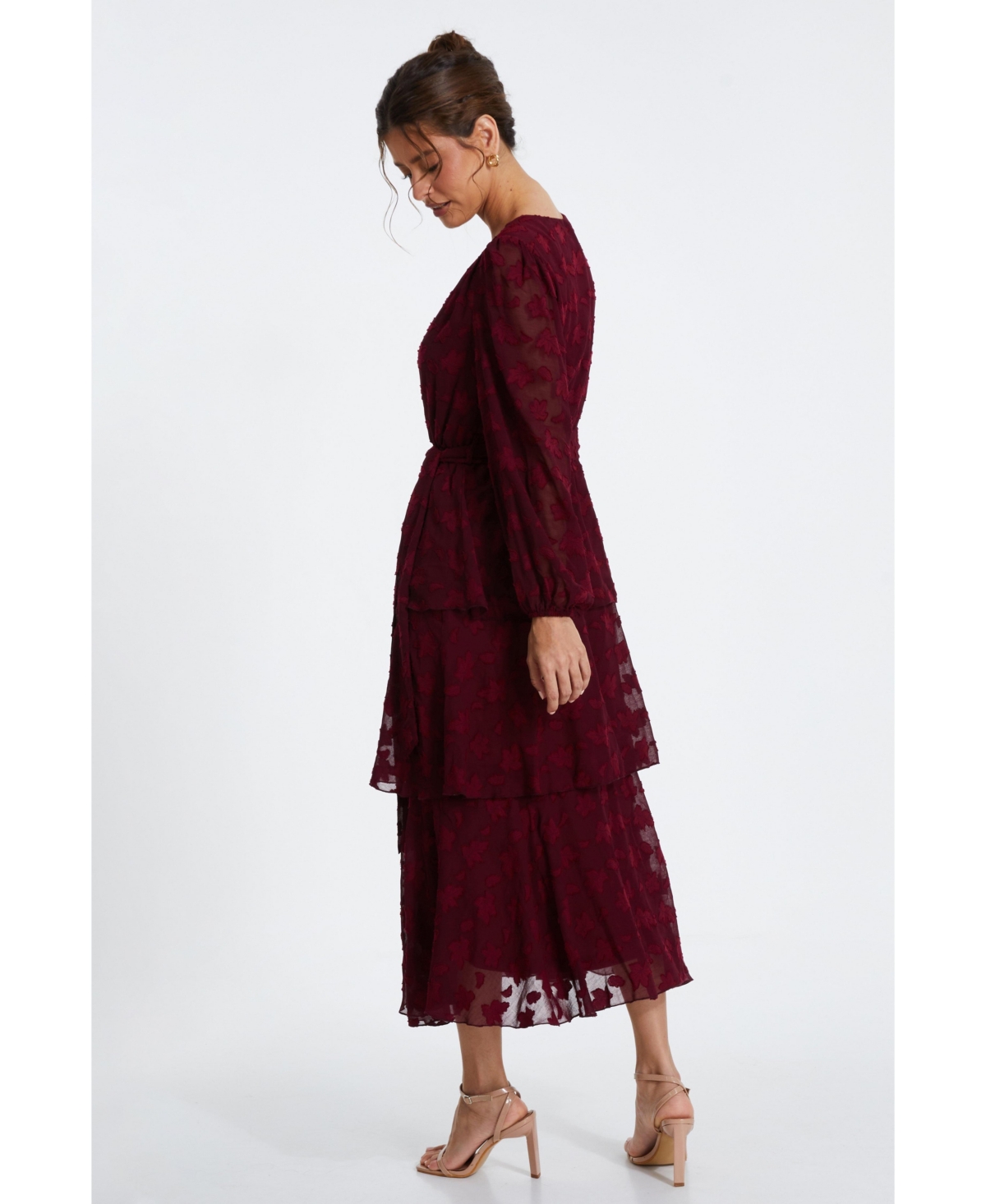 Quiz Women's Jacquard Tiered Midi Dress