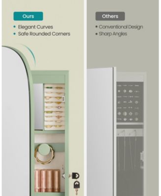 Wall/Door Mounted Jewelry Cabinet – Full-Length Mirror with Storage for Rings, Necklaces, and Accessories