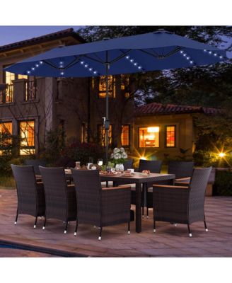 11 PCS Patio Dining Set with 15ft Double-Sided Patio Umbrella (Base Included)
