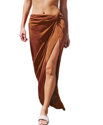 Women s Brown Twist Split Hem Jersey Maxi Skirt