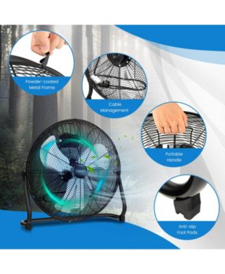 3-Speed High Velocity Floor Fan with Adjustable Tilt Angle and Handle