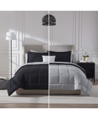 7 Piece Reversible Complete Bed in a Bag - Queen - Dusty Purple/Light Grey