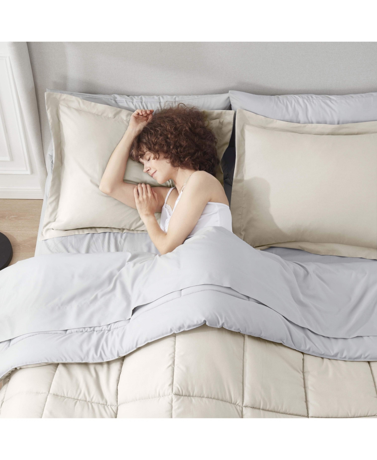 Clara Clark 7 Piece Reversible Complete Bed in a Bag - - Dark Grey/Light Grey -light grey