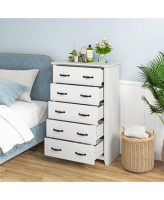 Tall Storage Dresser with 5 Pull-out Drawers for Bedroom Living