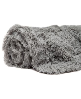 Premium Solid Faux Long Fur Throw Blanket - Soft, Fuzzy Throw Blanket - For Bed or Couch - 60" x 70" - Aubergine