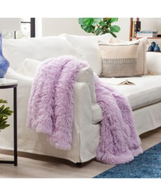 Premium Solid Faux Long Fur Throw Blanket - Soft, Fuzzy Throw Blanket - For Bed or Couch - 60" x 70" - Aubergine
