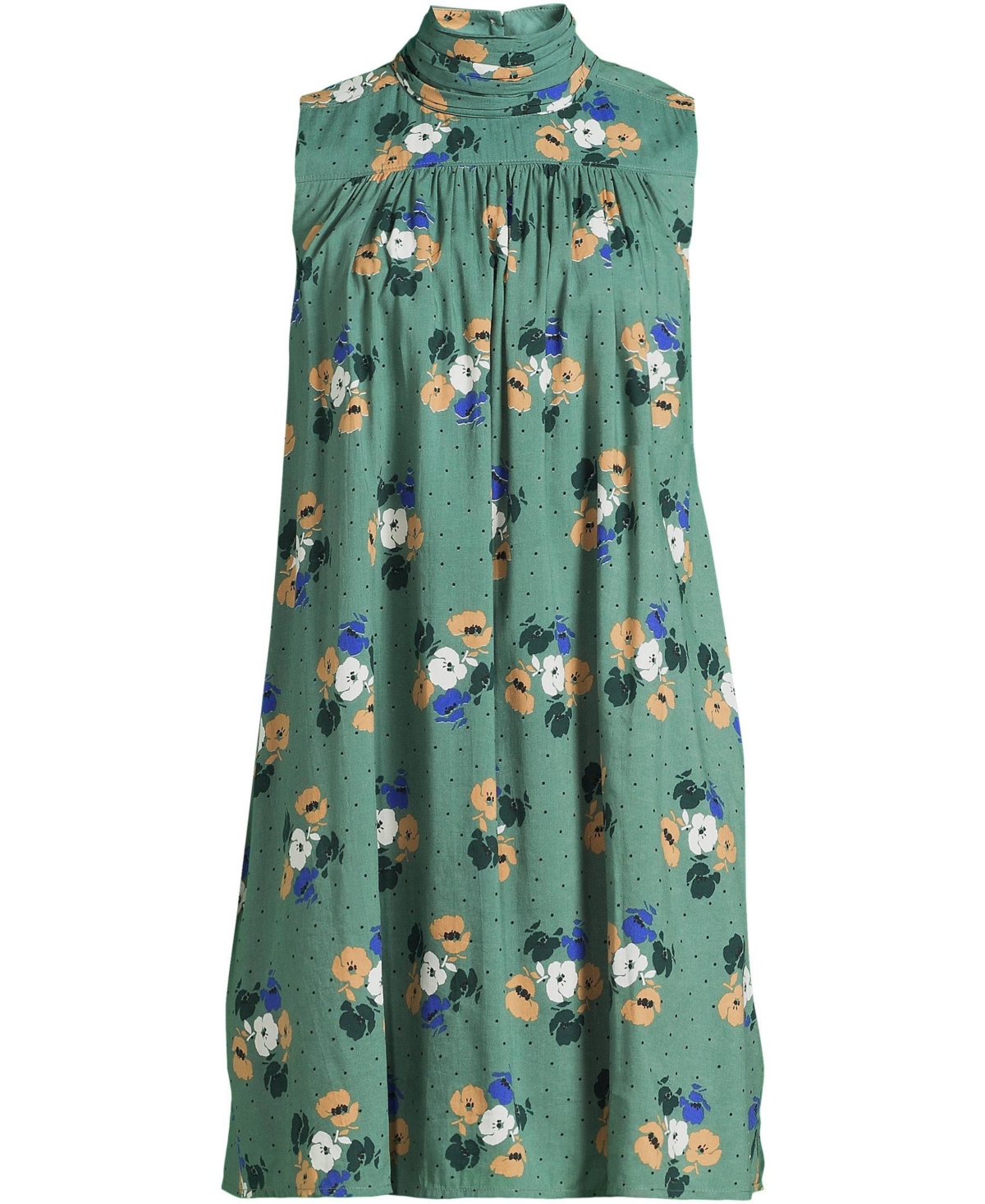 Lands' End Women's Cotton Voile Mock Neck Shift Dress