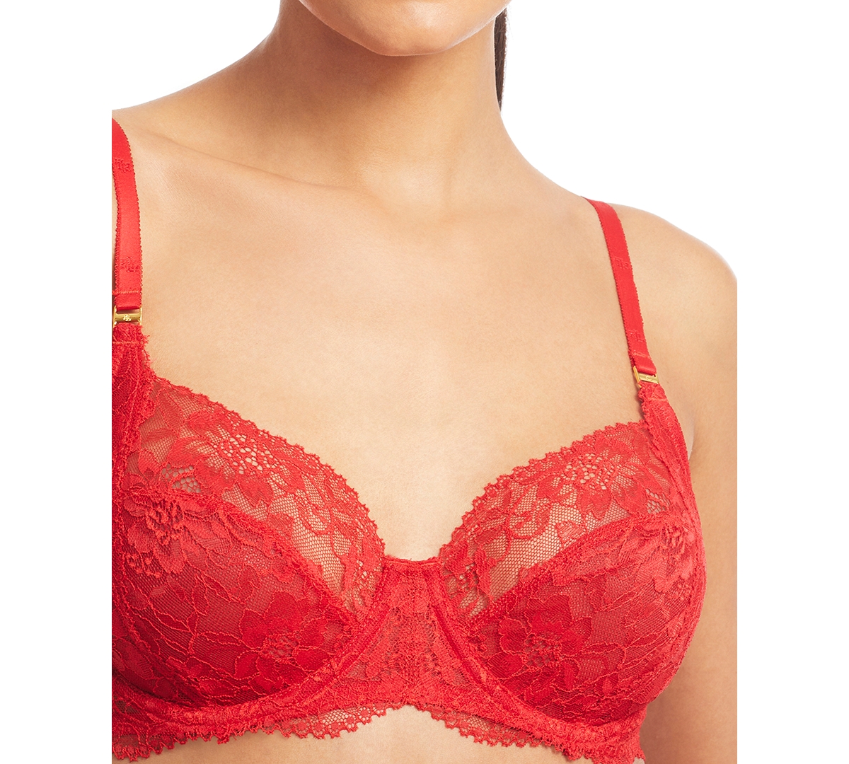 Ralph Lauren Women's Unlined Lace Full Coverage Bra 4l0026 In Ruby Red
