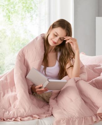 Phoebe Diamond Quilted Ruffle Edge 3-Pc. Comforter Set, Full/Queen