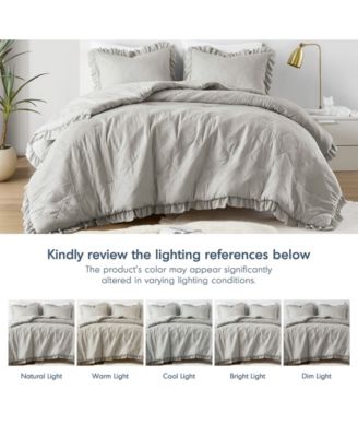 Phoebe Diamond Quilted Ruffle Edge 3-Pc. Comforter Set, Full/Queen
