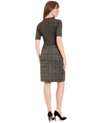 Petite Metallic Rib-Knit Tweed Sheath Dress