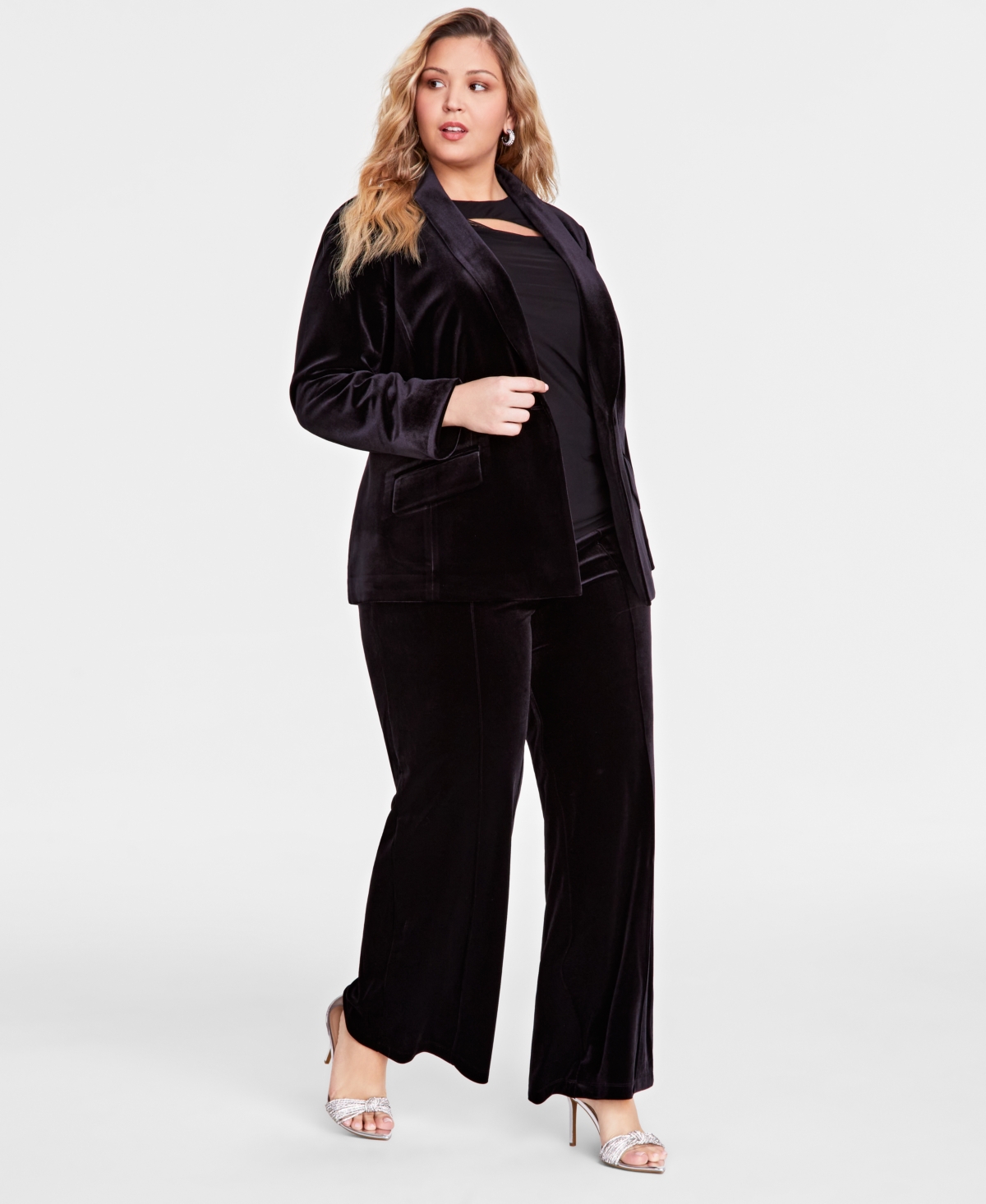 I.n.c. International Concepts Plus Size High-Rise Wide-Leg Velvet Pants, Created for Macy's