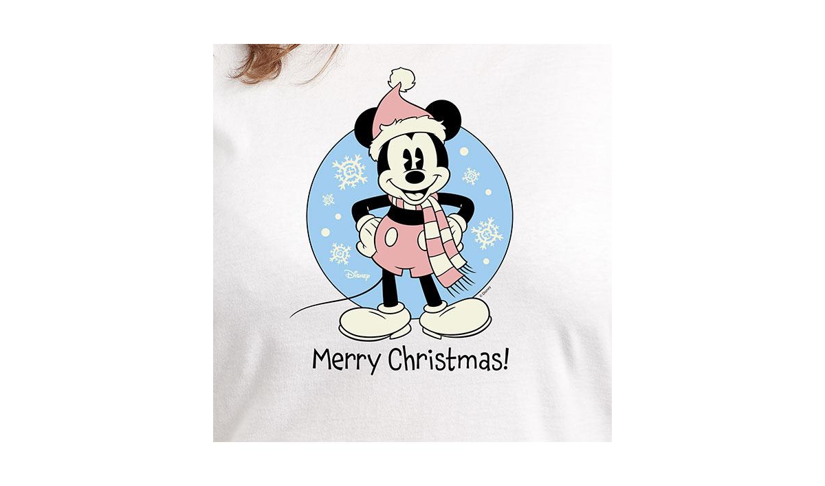 Hybrid Apparel Mickey Plus Size Merry Christmas Graphic T-shirt In White