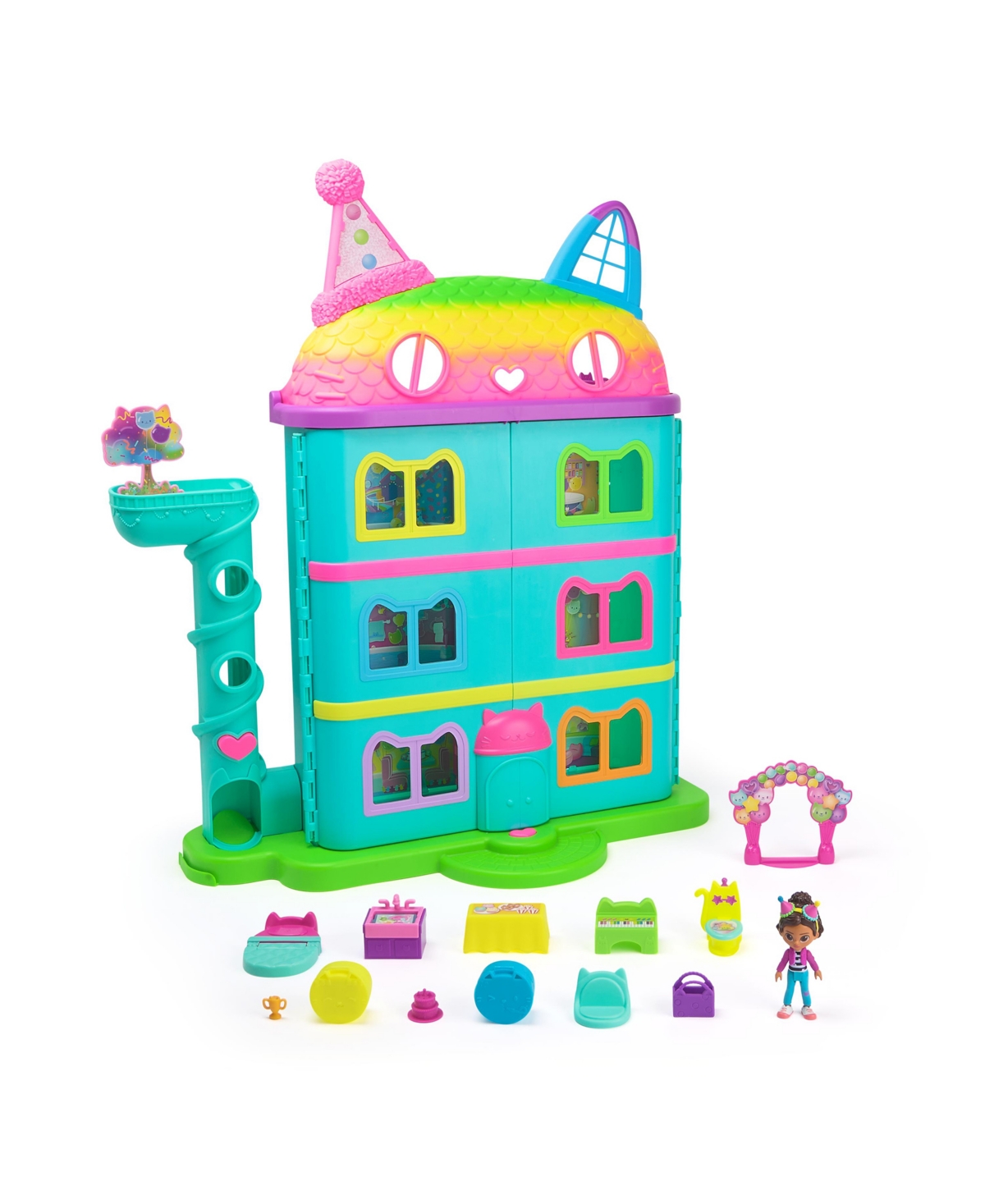 GABBY'S DOLLHOUSE 15 PIECE RAINBOW CELEBRATION DOLLHOUSE 